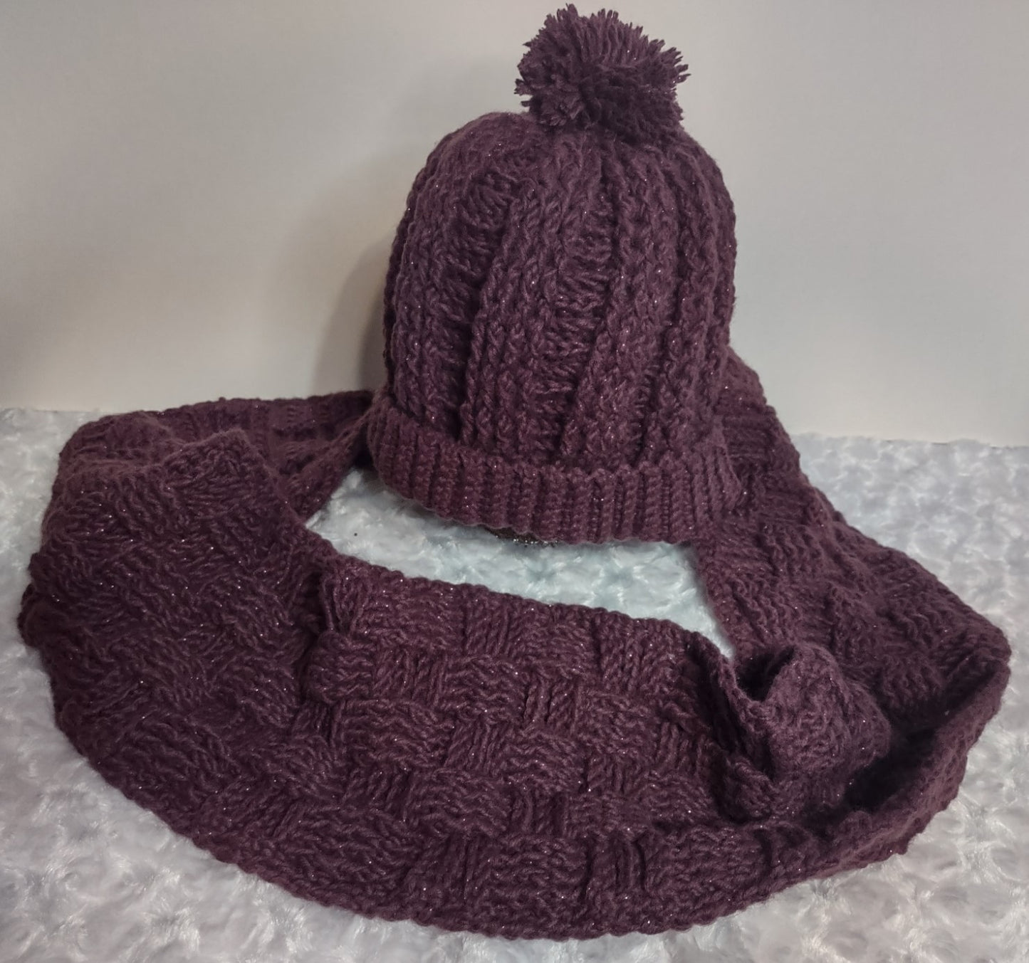 Basket Weave Hat & Scarf Set