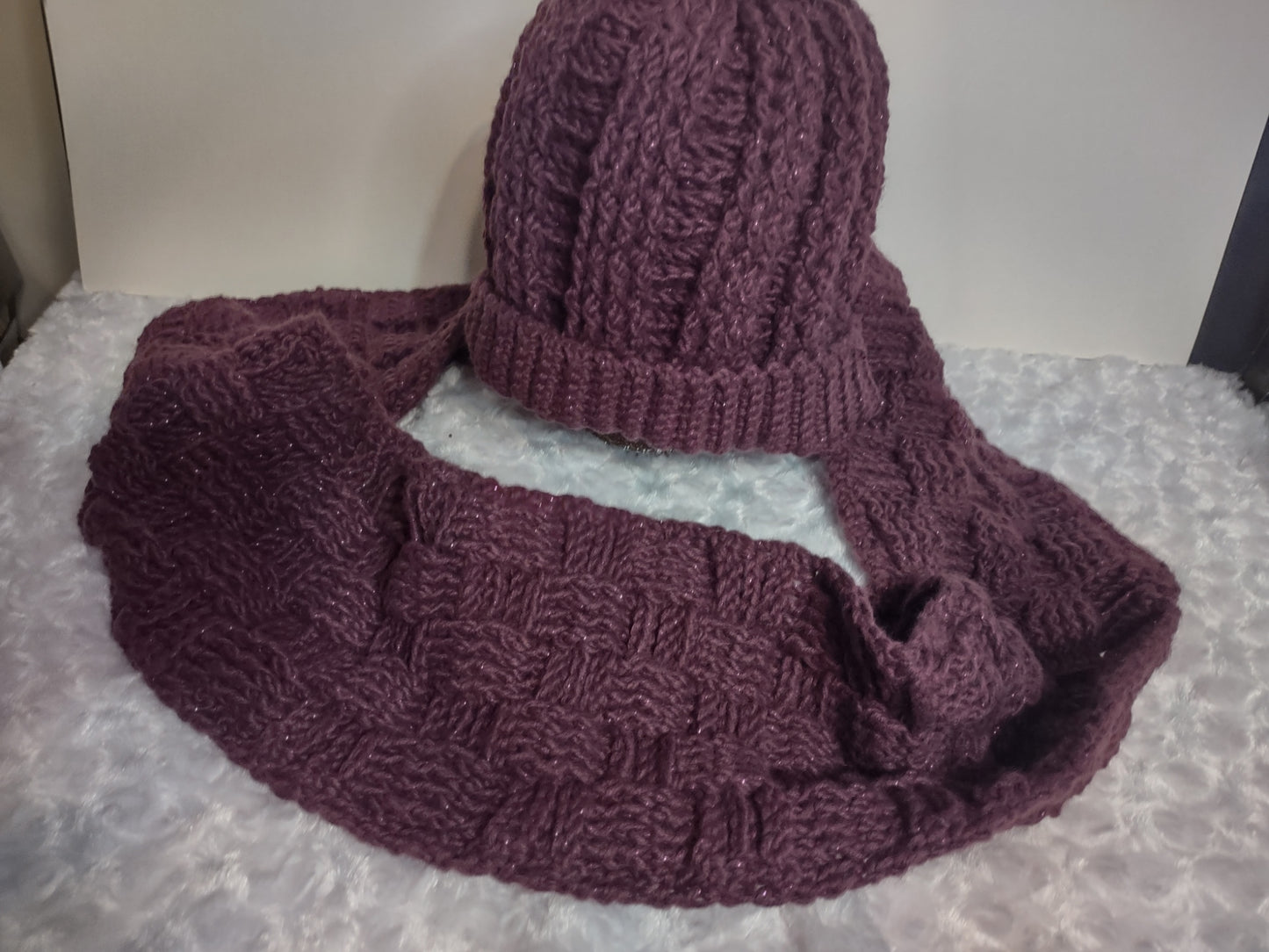 Basket Weave Hat & Scarf Set